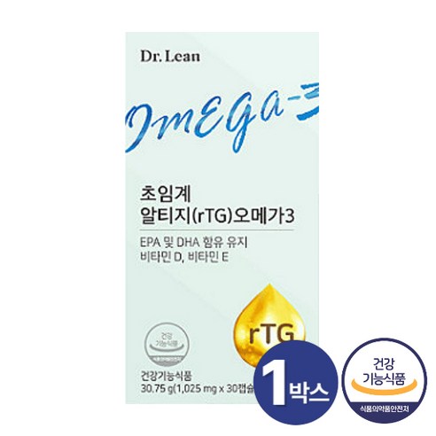 닥터린 초임계 알티지 오메가3 혈행건강 rTG 체내흡수용이 저온초임계 추출공법 해조류추출 식물성 캡슐 EPA 및 DHA 함유유지 오메가3 비타민E 순도높은 오메가3 하루한캡슐, 30캡슐, 2개