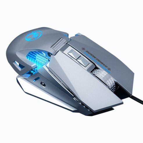 IMICE T96 게임 마우스 USB 기계 게임 카운터 웨이트 및 매크로 프로그래밍 RGB 듀얼 모드 유선 마우스 (실버), 하나, 보여진 바와 같이
