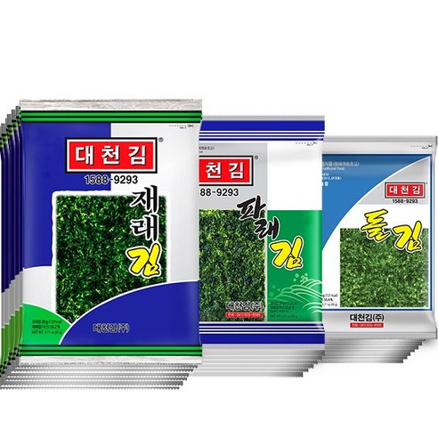 기타 대천김 재래김 10봉+파래김 10봉+돌김 10봉 혼합(30봉x1박스), 1개, 상세페이지 참조