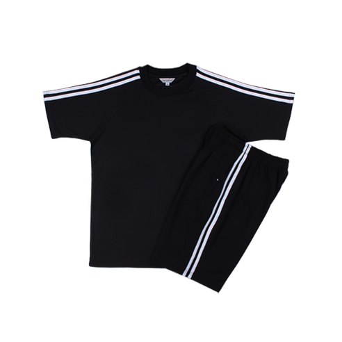 [샤이안스포츠] 블랙 흰색2선 하복세트 체육복 트레이닝복