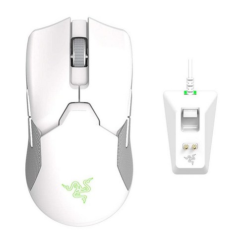 Razer 바이퍼 얼티밋 무선 게이밍 마우스 및 RGB 충전독 머큐리 화이트, Mouse + Dock, Mercury White, Mercury White