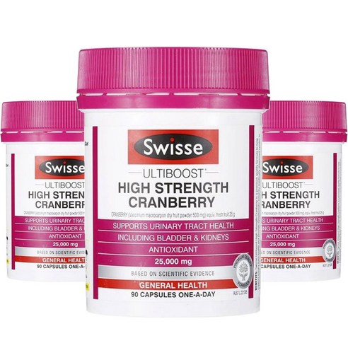 스위스 울티부스트 하이 스트렝스 크랜베리 25000mg 캡슐, 90정, 3개