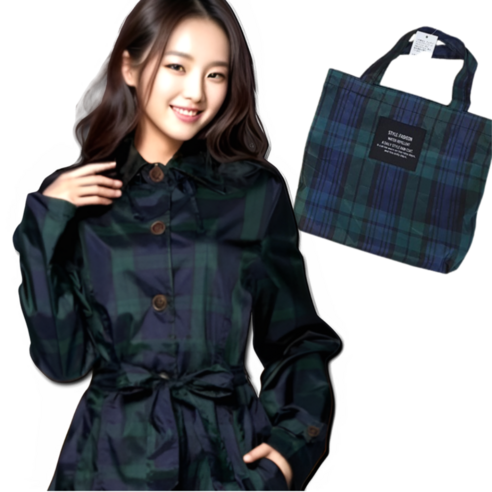 힙지로즈 럭셔리 여성 골프 레인코트, 클래식체크, 1개