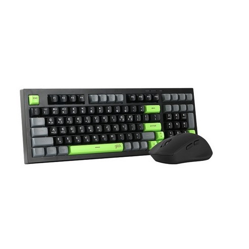 지클릭커 오피스프로 WMK50 사일런스 M 98 무선 키보드 마우스 세트, 일반형, Poker Green