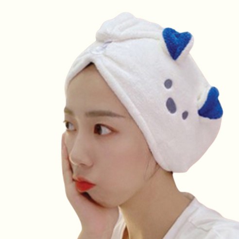 지구봄 빠르게 건조되는 퀵 드라이 극세사 헤어 타올, 1개, 화이트