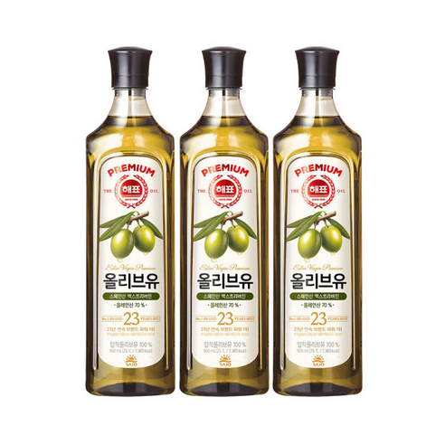 퓨어올리브유 해표 압착 올리브유, 900ml, 3개 Best Top5