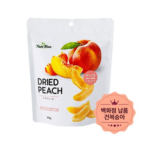 [백화점입점] 태국 복숭아 말랭이 건복숭아 말린 건조 과일 황도 복숭아칩 탄탄복숭아, 140g, 12개