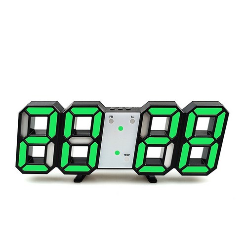 볼파스 무소음 3D LED 인테리어 감성시계, 블랙그린