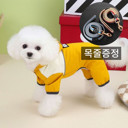 바오스레 사계절 방수 편안한 애완바람막이 올인원, 1개, XL, 엘로우