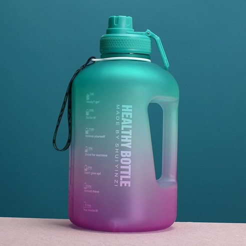 [XIG] 대용량 휴대용 투명 스포츠 물병 2.2L 야외 하이킹 등산 BPA 무료, Green Pink