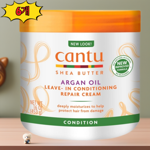 Cantu 아르간 오일 리브-인 컨디셔닝 리페어 크림, 453g, 6개