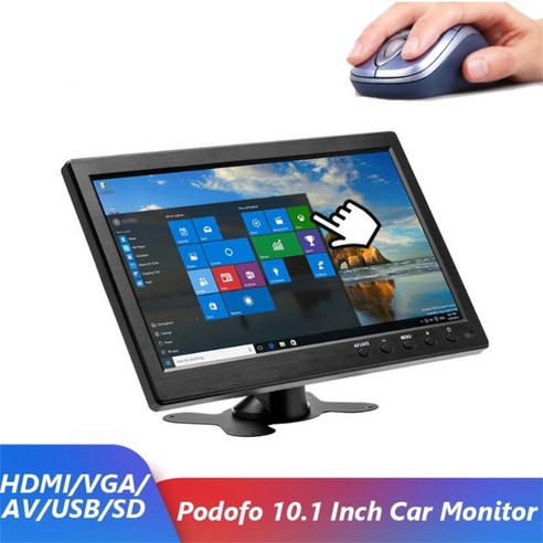 LCD 10.1 모니터 입력 비디오 디스플레이 2 채널 vga avi TV bnc 스크린 홈 컴퓨터용 컬러 스피커 HD 인치, EU 플러그, 02 EU 플러그, 한개옵션1
