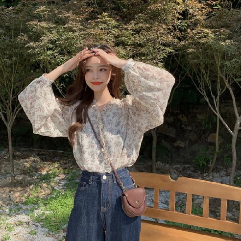 새로운 인터넷 연예인 한국어 스타일 쉬폰 꽃 긴팔 셔츠 여성 여름 얇은 서양식 태양 보호 의류