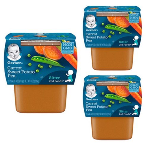 Gerber 2단계 어린이 식품 113g, 혼합 채소(Mixed Vegetables), 3개, 226g