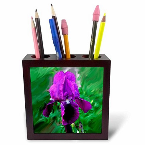 3dRose 퍼플 아이리스 펜 홀더 이미지 타일 5인치 3dRose Purple Iris Pen Holder Image Tile 5-Inch, 1, 기타