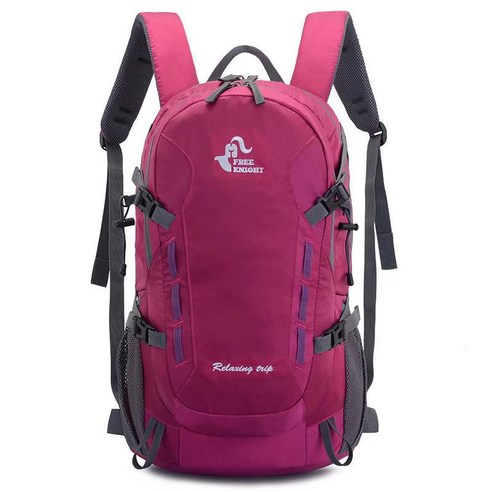 [LF] 40L 야외 가방 여행 방수 스포츠 배낭 대용량 다기능 배낭 트레킹 하이킹 캠핑 가방, 로즈레드