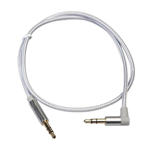 3.5mm 남성-직각 3.5mm 남성 마이크 케이블 연장 케이블(기타 앰프용), 실버, 50cm, 설명