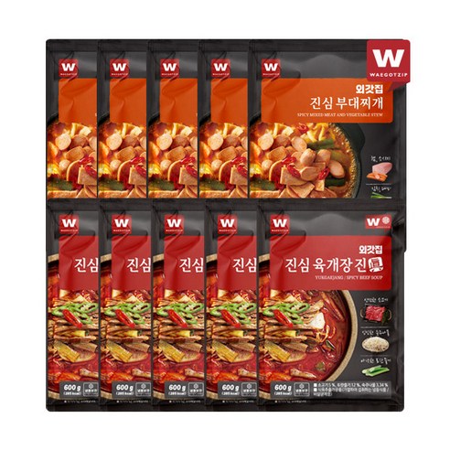 [외갓집] 얼큰푸짐 육개장 5팩+부대찌개 5팩