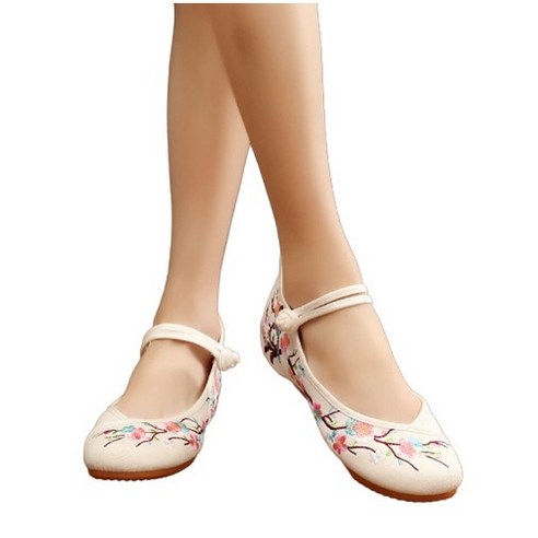 도오빠 수수오 여성 한복신발, 봄과 여름에 어울리는 플라워 자수 디자인