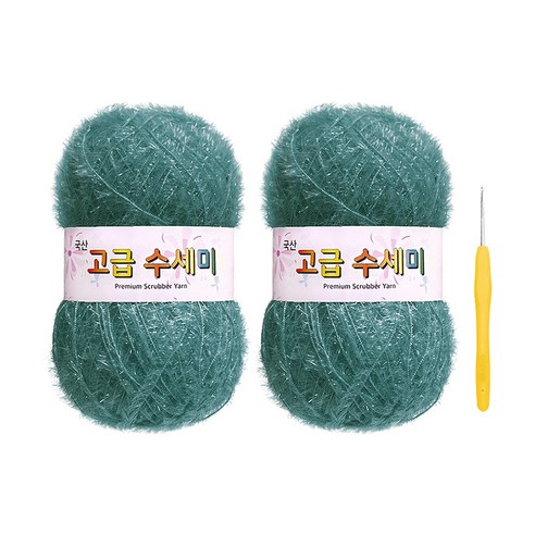 울클럽 별꽃수세미 DIY 고급수세미실 80g 2볼 + 코바늘 6호 (동영상제공), 165민트데님