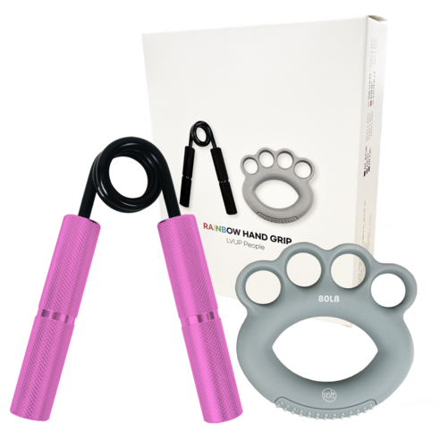 렙업피플 레인보우 악력기 실리콘 악력기 셋트포함, 핑크(50LB/22kg)+실리콘 악력기