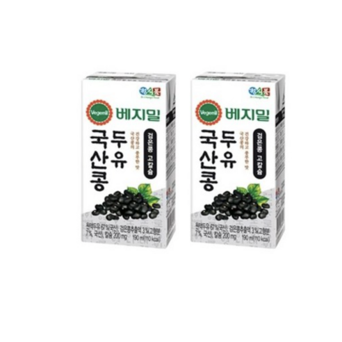베지밀 국산콩 두유 검은콩 고칼슘, 96개, 190ml