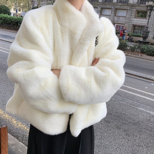 디아리스 겨울 화이트 여성 플리스 털자켓