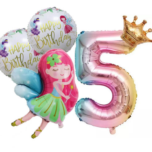 파파 파티 생일파티 숫자 풍선 세트, 1세트, 요정 5