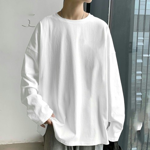 KORELAN 긴팔 티셔츠 남성 봄과 새로운 조수 브랜드 인 탑 옷 얇은 섹션 트렌드 스웨터 작은 셔츠
