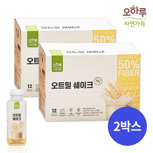 오하루 자연가득 퀘이커 오트밀 쉐이크 12입, 50g, 2박스