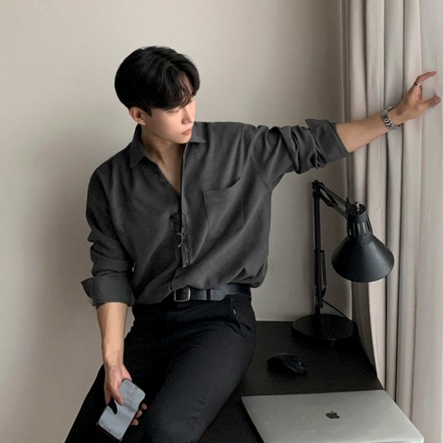 ANYOU 남성용 링클프리 베이직 셔츠 여름셔츠