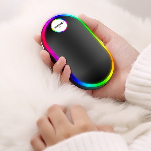 휴대용 레인보우 LED 손난로 보조배터리 파아란마을