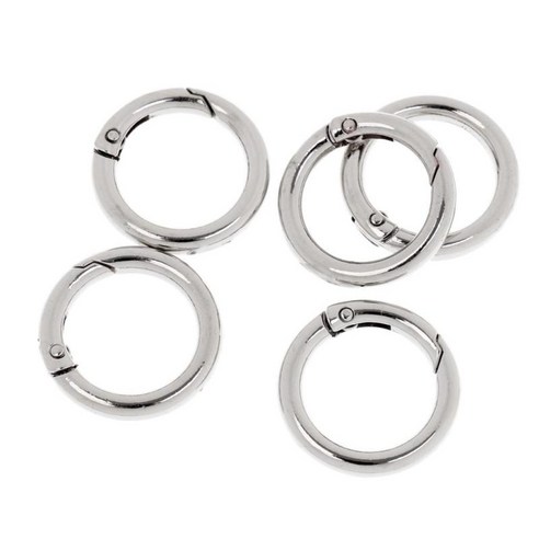 5 조각 28mm 아연 합금 원형 라운드 카라비너 ​​스프링 클립 스냅 후크 키 체인 캠핑 하이킹 야외, 실버, {"수건소재":"아연 합금"}