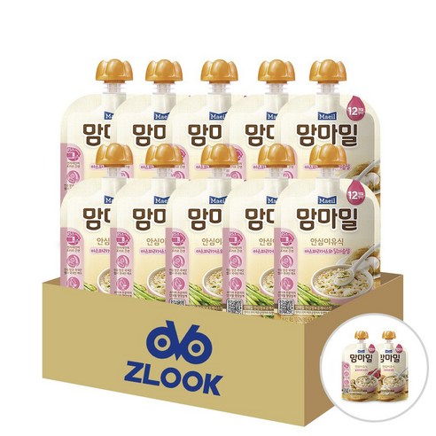 매일유업 맘마밀 안심이유식 12개월 3종 (총12개), 아스파라 10개+맛보기(표고1+가리비1), 1세트