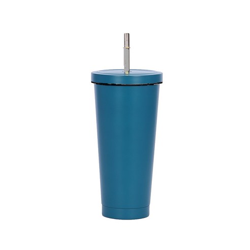 750ml스테인레스 스틸 밀짚 컵 더블 진공 커피 컵 보온컵, 그린 그린, {"사이즈":"500ml"}