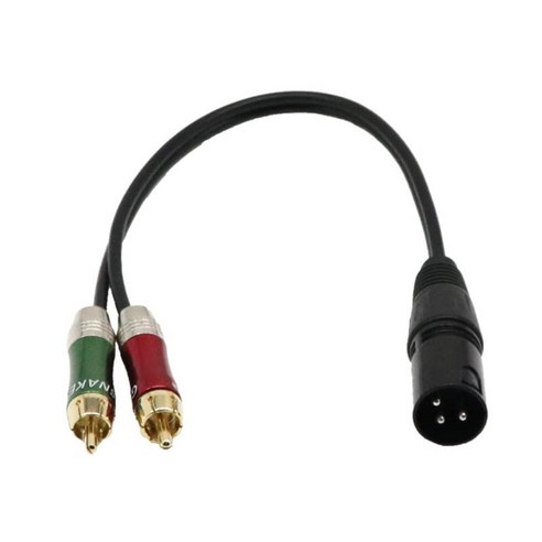 전문가용 0. 12인치 XLR Y 분배기 패치 케이블 1 XLR 남성에서 2 RCA 남성 스테레오 플러그 어댑터 오디오 케이블, 설명, 블랙, 설명