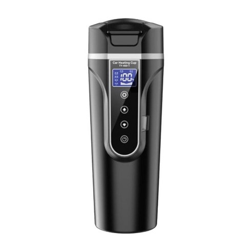 자동차 주전자 히터 12V/24V 터치 컨트롤 450ml 여행용 트럭에 적합, 22.5x6.5cm, 304 스테인레스 스틸, 검은 색