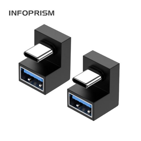 INFOPRISM / USB 3.1 C타입 A타입 각도 변환 젠더 90도 180도 L형 U형 ㄱ형 IA-922, 2개