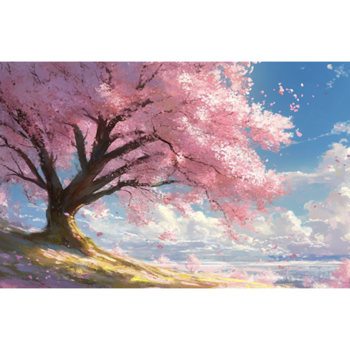 호우맘 액자 캔버스형 보석십자수 DIY 키트 40 x 50 cm, 1개, HM-126 벚나무 한 그루