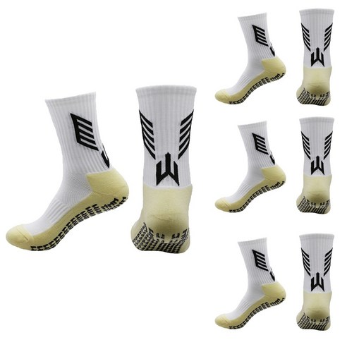 파르고 축구 양말 논슬립 양말 스포츠 양말, White, 4개