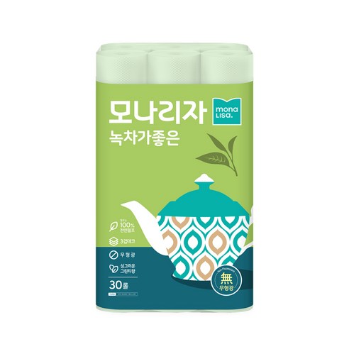 모나리자 (유기농 녹차 함유) 녹차가 좋은 25m 화장지, 30개입, 30개