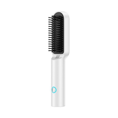 domiheat 휴대용 미니 고데기 빗 무선 매직기 웨이브 볼륨 헤어, 화이트
