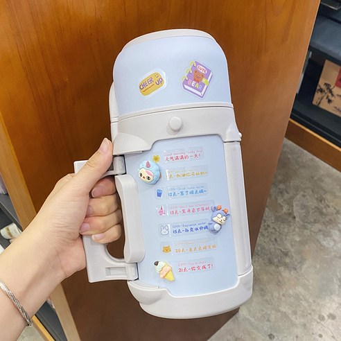 smy대용량 보온병 컵 여행 주전자 야외 휴대용 컵 간단한 야외 1000Ml 여성 학생 기숙사 컵, 색깔7, 하나