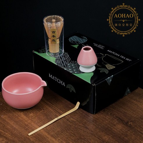 AOHAO 말차 도구 1/4/7 PCS 세트 MATCH WHISK 차선 차선립 다완, 1세트, 핑크4PCS