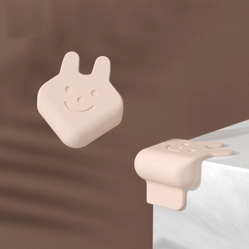 에이와이 귀여운 토끼 캐릭터 실리콘 코너 모서리 보호대 4p, 베이지, 4개