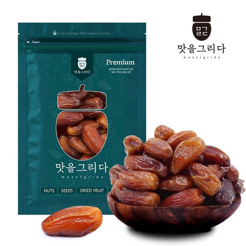 맛을그리다 100% 무첨가 씨없는 대추야자 500g+500g/ 최상급 만수르간식 말린 야자대추 디글릿누어 Deglet Nour 건대추 건과일, 1세트