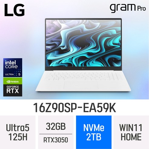 LG전자 그램 프로16 16Z90SP-EA59K, WIN11 Home, 32GB, 1TB, 스노우화이트