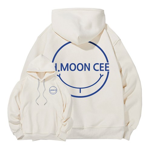 [OKㅣ강추] 문컬렉션 남녀공용 기모 해피스마일 오버핏 후드티: 아늑하고 세련된 커플 패션 [OKNOWㅣ추천상품]