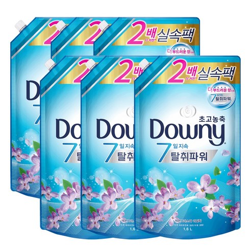 다우니 초고농축 섬유유연제 레몬그라스와 라일락 리필, 1.6L, 6개