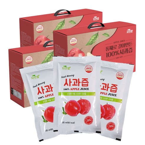 자연애 순수 사과즙 명품사과 착즙 30포+30포+30포, 3박스, 30팩, 100ml